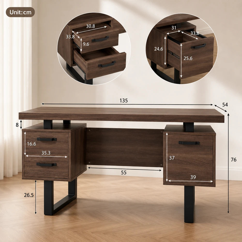 Nexora Modern Storage Desk 135 cm